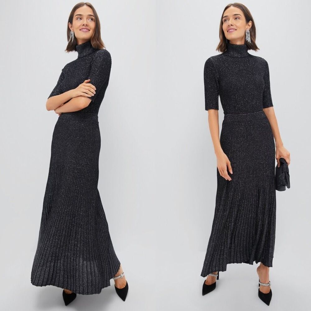 NEW Tuckernuck Skirt Top Set‎ Shimmer Metallic Knit Bacall Set Black Size XS/S